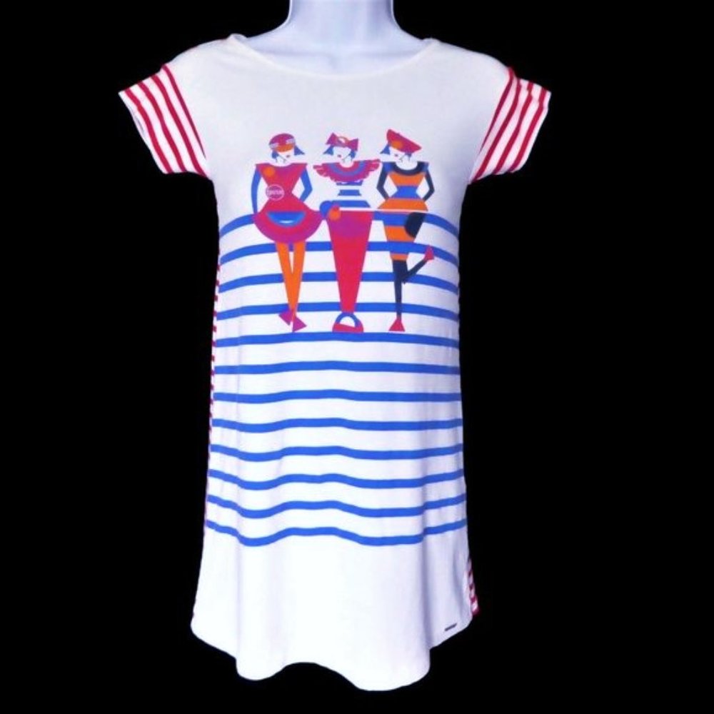 Junior Gaultier Knit Graphic Tunic Dress Stripes Abstract Female Figures 8